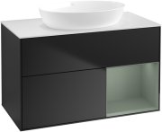Тумба під раковину Villeroy & Boch Finion 100х50,1 см із підсвічуванням МДФ чорний матовий лак/скло біле матове FA21GMPD
