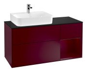 Тумба під раковину Villeroy & Boch Finion 120х50,1 см із підсвічуванням МДФ півонія матовий лак/скло чорне матове G152HBHB