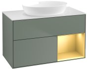 Тумба під раковину Villeroy & Boch Finion 100х50,1 см із підсвічуванням МДФ оливковий матовий лак/скло біле матове FA21HFGM