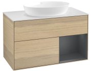 Тумба під раковину Villeroy & Boch Finion 100х50,1 см із підсвічуванням МДФ шпон дуба/скло біле матове FA21HGPC