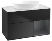 Тумба под раковину Villeroy & Boch Finion 100х50,1 см с подсветкой МДФ черный матовый лак/стекло белое матовое FA21HGPD