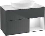 Тумба под раковину Villeroy & Boch Finion 100х50,1 см с подсветкой МДФ темно-синий матовый лак/стекло белое матовое FA21MTHG