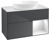 Тумба під раковину Villeroy & Boch Finion 100х50,1 см із підсвічуванням МДФ темно-синій матовий лак/скло біле матове FA21GFHG