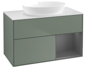 Тумба під раковину Villeroy & Boch Finion 100х50,1 см із підсвічуванням МДФ оливковий матовий лак/скло біле матове FA21GKGM