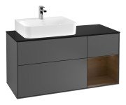 Тумба под раковину Villeroy & Boch Finion 120х50,1 см с подсветкой МДФ антрацит матовый лак/стекло черное матовое G152GNGK