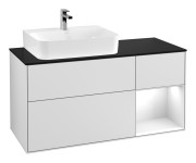 Тумба під раковину Villeroy & Boch Finion 120х50,1 см із підсвічуванням МДФ білий матовий лак/скло чорне матове G152GFMT