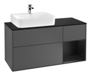 Тумба под раковину Villeroy & Boch Finion 120х50,1 см с подсветкой МДФ антрацит матовый лак/стекло черное матовое G152PDGK