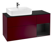 Тумба под раковину Villeroy & Boch Finion 120х50,1 см с подсветкой МДФ пион матовый лак/стекло черное матовое G152PDHB