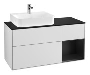 Тумба под раковину Villeroy & Boch Finion 120х50,1 см с подсветкой МДФ белый матовый лак/стекло черное матовое G152PDMT