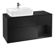 Тумба под раковину Villeroy & Boch Finion 120х50,1 см с подсветкой МДФ черный матовый лак/стекло черное матовое G152PDPD