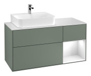 Тумба под раковину Villeroy & Boch Finion 120х50,1 см с подсветкой МДФ оливковый матовый лак/стекло белое матовое G151GFGM