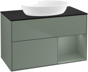 Тумба под раковину Villeroy & Boch Finion 100х50,1 см с подсветкой МДФ оливковый матовый лак/стекло черное матовое FA22GMGM