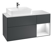 Тумба под раковину Villeroy & Boch Finion 120х50,1 см с подсветкой МДФ темно-синий матовый лак/стекло белое матовое G151GFHG