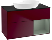 Тумба под раковину Villeroy & Boch Finion 100х50,1 см с подсветкой МДФ пион матовый лак/стекло черное матовое FA22GMHB