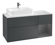 Тумба под раковину Villeroy & Boch Finion 120х50,1 см с подсветкой МДФ темно-синий матовый лак/стекло белое матовое G151GKHG