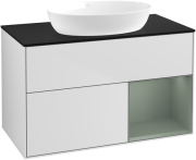 Тумба під раковину Villeroy & Boch Finion 100х50,1 см із підсвічуванням МДФ білий матовий лак/скло чорне матове FA22GMMT