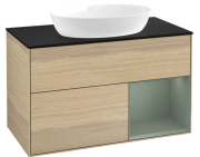 Тумба під раковину Villeroy & Boch Finion 100х50,1 см із підсвічуванням МДФ шпон дуба/скло чорне матове FA22GMPC