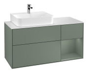 Тумба под раковину Villeroy & Boch Finion 120х50,1 см с подсветкой МДФ оливковый матовый лак/стекло белое матовое G151GMGM