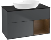 Тумба под раковину Villeroy & Boch Finion 100х50,1 см с подсветкой МДФ темно-синий матовый лак/стекло черное матовое FA22GNHG