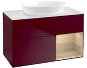 Тумба под раковину Villeroy & Boch Finion 100х50,1 см с подсветкой МДФ пион матовый лак/стекло белое матовое FA21PCHB