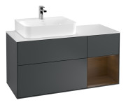 Тумба под раковину Villeroy & Boch Finion 120х50,1 см с подсветкой МДФ темно-синий матовый лак/стекло белое матовое G151GNHG