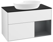 Тумба под раковину Villeroy & Boch Finion 100х50,1 см с подсветкой МДФ глянцевый белый лак/стекло черное матовое FA22HGGF