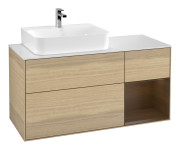 Тумба под раковину Villeroy & Boch Finion 120х50,1 см с подсветкой МДФ шпон дуба/стекло белое матовое G151GNPC