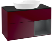 Тумба под раковину Villeroy & Boch Finion 100х50,1 см с подсветкой МДФ пион матовый лак/стекло черное матовое FA22HGHB