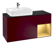 Тумба под раковину Villeroy & Boch Finion 120х50,1 см с подсветкой МДФ пион матовый лак/стекло черное матовое G152HFHB