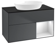 Тумба под раковину Villeroy & Boch Finion 100х50,1 см с подсветкой МДФ темно-синий матовый лак/стекло черное матовое FA22MTHG