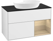 Тумба под раковину Villeroy & Boch Finion 100х50,1 см с подсветкой МДФ глянцевый белый лак/стекло черное матовое FA22PCGF