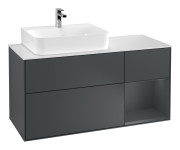 Тумба под раковину Villeroy & Boch Finion 120х50,1 см с подсветкой МДФ темно-синий матовый лак/стекло белое матовое G151HGHG