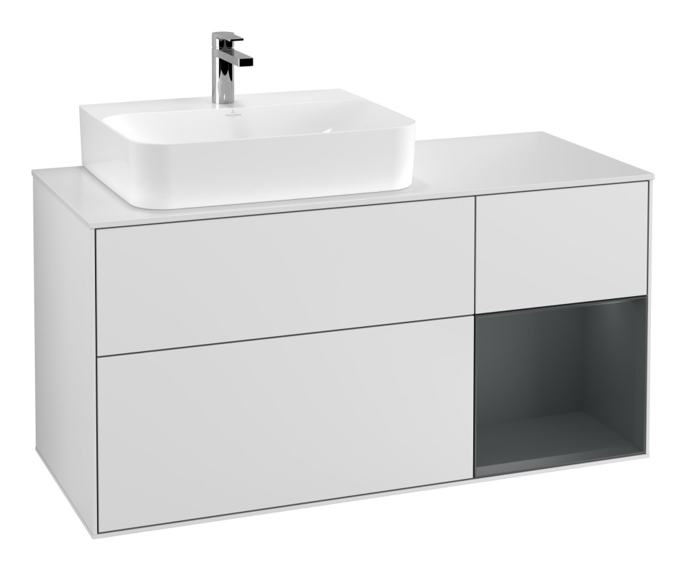 Тумба под раковину Villeroy & Boch Finion 120х50,1 см с подсветкой МДФ белый матовый лак/стекло белое матовое G151HGMT