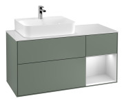 Тумба під раковину Villeroy & Boch Finion 120х50,1 см із підсвічуванням МДФ оливковий матовий лак/скло біле матове G151MTGM