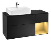 Тумба під раковину Villeroy & Boch Finion 120х50,1 см із підсвічуванням МДФ чорний матовий лак/скло чорне матове G152HFPD