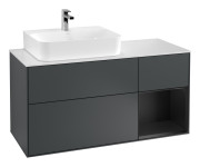 Тумба под раковину Villeroy & Boch Finion 120х50,1 см с подсветкой МДФ темно-синий матовый лак/стекло белое матовое G151PDHG