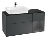 Тумба под раковину Villeroy & Boch Finion 120х50,1 см с подсветкой МДФ темно-синий матовый лак/стекло черное матовое G152GKHG
