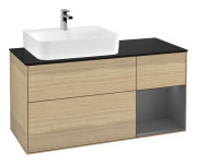 Тумба под раковину Villeroy & Boch Finion 120х50,1 см с подсветкой МДФ шпон дуба/стекло черное матовое G152GKPC