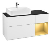 Тумба под раковину Villeroy & Boch Finion 120х50,1 см с подсветкой МДФ глянцевый белый лак/стекло черное матовое G152HFGF