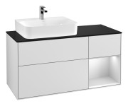 Тумба під раковину Villeroy & Boch Finion 120х50,1 см із підсвічуванням МДФ білий матовий лак/скло чорне матове G152MTMT