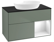 Тумба под раковину Villeroy & Boch Finion 100х50,1 см с подсветкой МДФ оливковый матовый лак/стекло черное матовое FA22GFGM