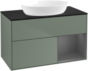 Тумба под раковину Villeroy & Boch Finion 100х50,1 см с подсветкой МДФ оливковый матовый лак/стекло черное матовое FA22GKGM