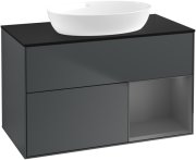 Тумба под раковину Villeroy & Boch Finion 100х50,1 см с подсветкой МДФ темно-синий матовый лак/стекло черное матовое FA22GKHG