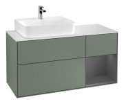 Тумба под раковину Villeroy & Boch Finion 120х50,1 см с подсветкой МДФ оливковый матовый лак/стекло белое матовое G151GKGM