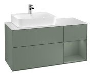 Тумба под раковину Villeroy & Boch Finion 120х50,1 см с подсветкой МДФ оливковый матовый лак/стекло белое матовое G151GMGM