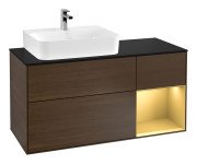 Тумба під раковину Villeroy & Boch Finion 120х50,1 см із підсвічуванням МДФ шпон волоського горіха/скло чорне матове G152HFGN