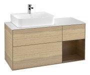 Тумба під раковину Villeroy & Boch Finion 120х50,1 см із підсвічуванням МДФ шпон дуба/скло біле матове G151GNPC