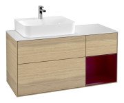 Тумба під раковину Villeroy & Boch Finion 120х50,1 см із підсвічуванням МДФ шпон дуба/скло біле матове G151HBPC