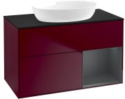 Тумба під раковину Villeroy & Boch Finion 100х50,1 см з підсвічуванням МДФ півонія матовий лак/скло чорне матове FA22HGHB