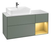 Тумба під раковину Villeroy & Boch Finion 120х50,1 см із підсвічуванням МДФ оливковий матовий лак/скло біле матове G151HFGM